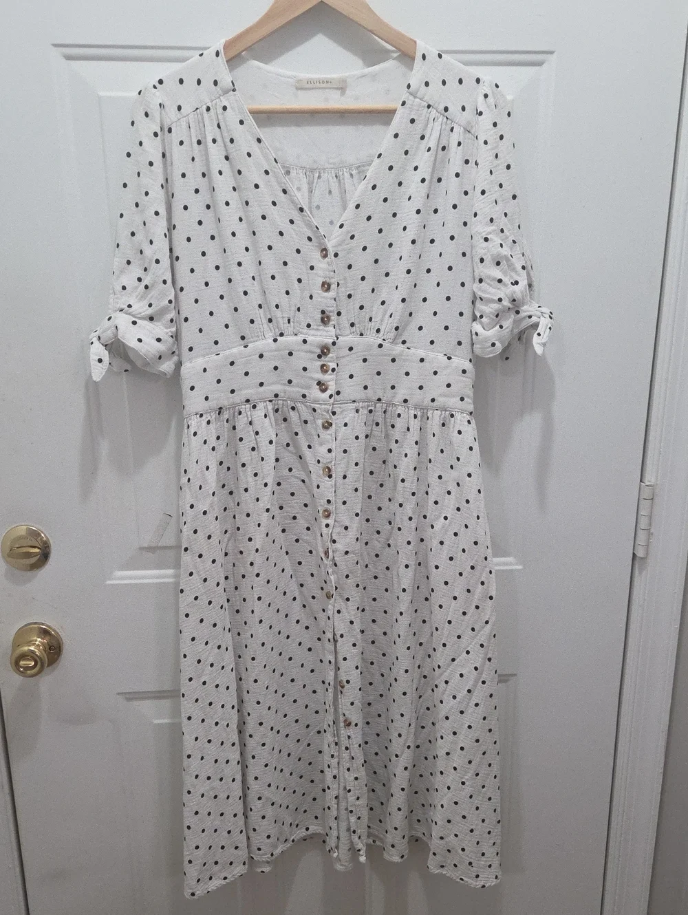 Ellison White Polka Dot Midi Dress L